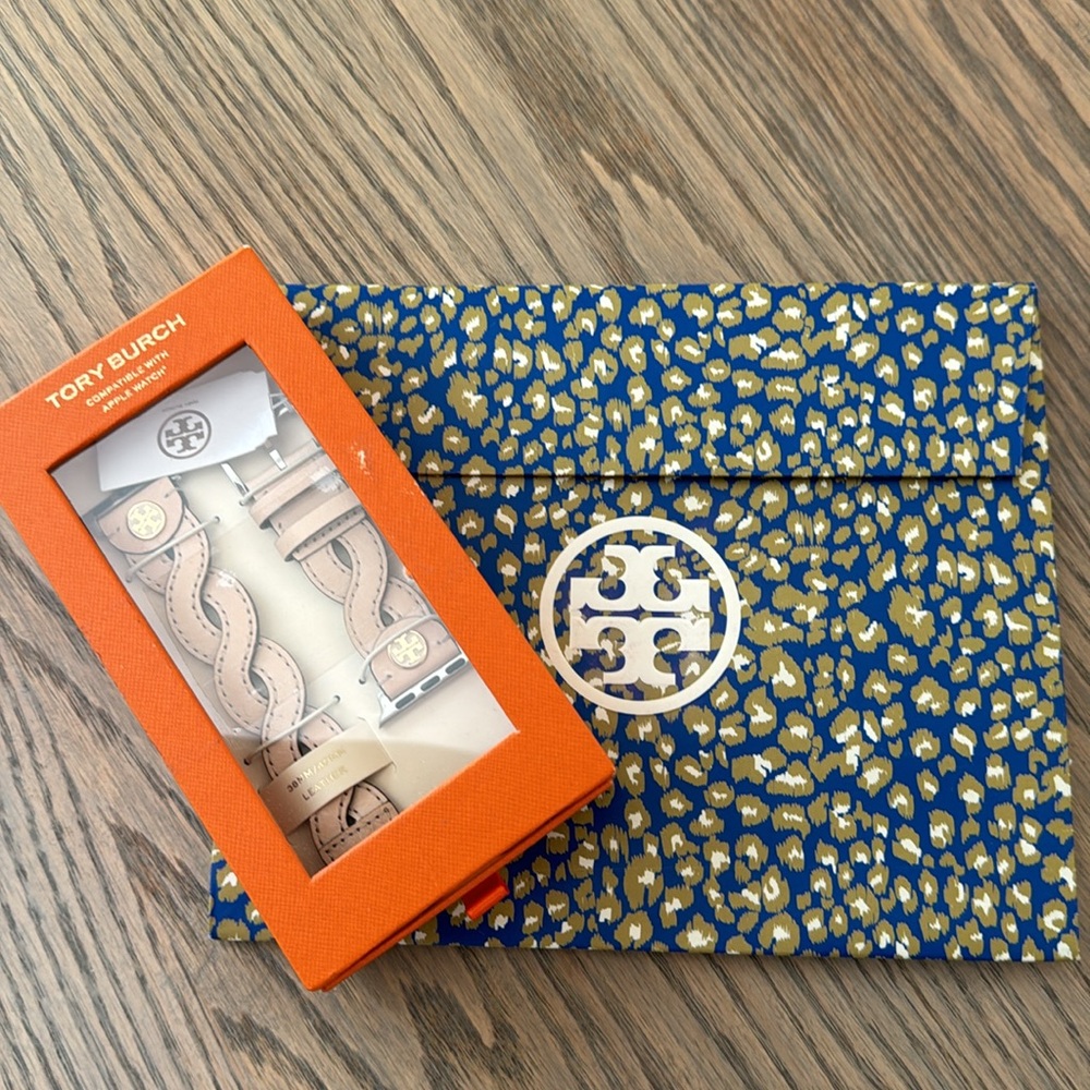 New Tory Burch beige Apple Watch strap 38-42mm. Box seal is open but non